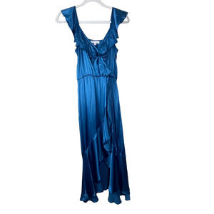 Socialite Blue Satin Flowy Midi Dress NWOT Size XS